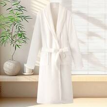 1pc New Arrival Flannel Bathrobe, Coral Fleece Sleepwear, Hotel-Style Printed Loose Tie-Waist Robe, Luxury Homewear, Suitable For All Seasons - Multicolor - View 10