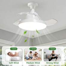 30W Remote Control LED Ceiling Fan Light, AC85-265V Dimmable Adjustable Speed Quiet Ceiling Fan Lamp For Bedroom, Living Room, Dining Room, Home Lighting - E27 Lamp Holder Fan Light - View 2