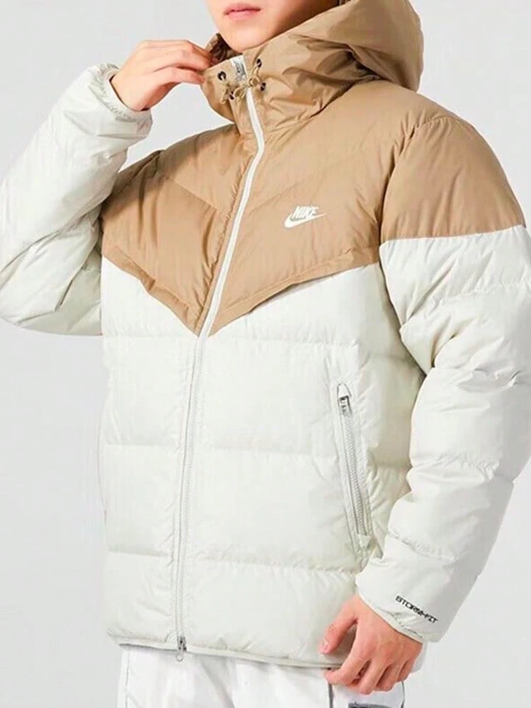 Nike Sportswear Storm-FIT Windrunner Hooded Zip-Up Windproof Water-Repellent Comfortable Warm Long-Sleeve Down Jacket, Men's, Khaki - Khaki - View 1
