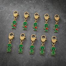 2 piezas/10 piezas Llavero colgante mini alien de aleación con efecto gota de aceite, unisex, personalizable, adorno para bolso - Multicolor - Ver 1