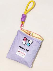 Macaron Color-Block Storage Bag With Lanyard, Medicine Storage Bag, Passport Storage Bag, Can Be Hung On Bags For Organizing Pills And Small Accessories, Document Storage Bag, Large Capacity Makeup Bag, Nylon Zipper Toiletry Bag, Makeup Bag, Convenient Thin Lipstick Storage Bag, Coin Purse, Toiletry Bag, Travel Essential, Back To School Gift, Suitable For Organizing Pills, Small Accessories, Capsules, Chewable Tablets - Multicolor - View 14