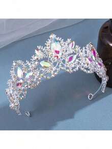 1pc Women's Elegant Baroque Crystal Crown, Bridal Wedding Headpiece, Embellished With Rhinestones - Fashionable Zinc Alloy Headpiece, Suitable For Weddings, Proms And Birthdays - Multicolor - View 7