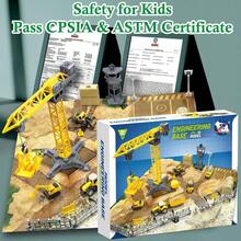 Construction Truck Toys With Sand Playset, Excavator Bulldozer Dump Truck Crane Toy, Construction Site With Play Mat & Accessories, Engineering Theme Gift For Kids Boys Girls Age 3+ - Yellow - View 7