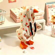 7 Inch Desk Goose Outfit Floral Print/Frog Ears Decor Hooded Sweatshirt For Indoor Tabletop Decor - White - View 1