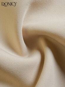 DONICY Women's Beige High Waist Split Hem Flare Pants - Elegant Formal Office Work Trousers - Apricot - View 5