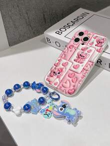Disney Has Authorized, Phone Case - Chain Set, The Stitch Lilo & Stitch 3D Phone Case Plus A Silicone 3D Stitch Bracelet With Metallic Ring Removable Bracelet, Stitch And Angel Pattern, Compatible With Iphone17/16/15/14/13/12/32/XS/XR/X Plus Pro Max, A Stylish Cartoon Phone Case, The Perfect Gift Choice, Phone Protection, Durable Phone Cover, Great Gift For Friends And Family. - 白色 - 查看 7