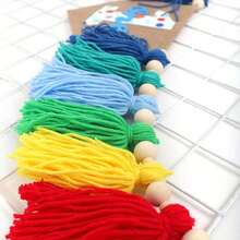 1 Peça Decoração de Festa de 1st Aniversário Arco-Íris, Faixa de Cadeira Alta de 1st Aniversário, Faixa de Cadeira Alta com Borlas Coloridas, Faixa de Primeiro Aniversário, Faixa de Bottom para Foto, Faixa de Cadeira Alta de Aniversário com Tule e Borlas com Contas de Madeira, Faixa de Borlas Coloridas - 1 conjunto de banner colorido azul para aniversário de 1 ano - Visão 10