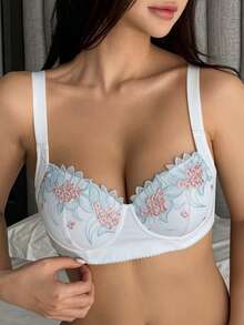 DAZY 蜜桃女孩白色蕾丝性感女士内衣，带钢圈，支撑舒适文胸 - 白色 - 查看 7