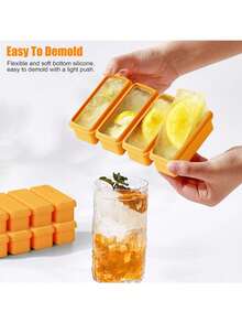 1pc Large Capacity Silicone Flip Lid Storage Box, Kitchen Freezer Fresh-Keeping Ice Container, Long Strip Ice Tray, Suitable For Freezing Soup, Baking Ingredients, Dual Use For Refrigeration And Freezing. Silicone Material. Kitchen Freezer Ice Container. Simple And Convenient. Airtight Fresh-Keeping. + Multi-Functional Compartment + Easy Release Design. - Multicolor - View 6