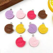 10pcs Resin Cute Cookie Pendants Kawaii Sandwich Cookie Charms, For Bracelet Earring Jewelry Making - Random Color - Multicolor - View 4
