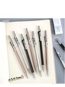 1支極簡自動鉛筆 0.5mm 點擊式鉛筆 學生文具 0.7mm 低重心自動鉛筆禮品，舒適握感（隨機顏色） - 彩色 - 查看 2