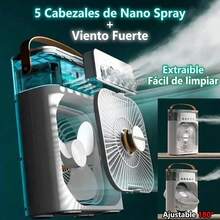 Ventilador de mano, ventilador portátil 3 en 1, aires acondicionados, enfriador eléctrico USB, luz nocturna LED, para maquillaje, viajes, actividades al aire libre. RO70 - Negro - Ver 3