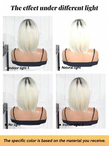 FIVE STARS Elegant Mid-Length Straight Wig With Bangs - Rose Net Cap, Heat-Resistant Synthetic Fiber, Wigs For Women,For Daily,Party,Cosplay,Halloween HOT - Multicolor - View 9