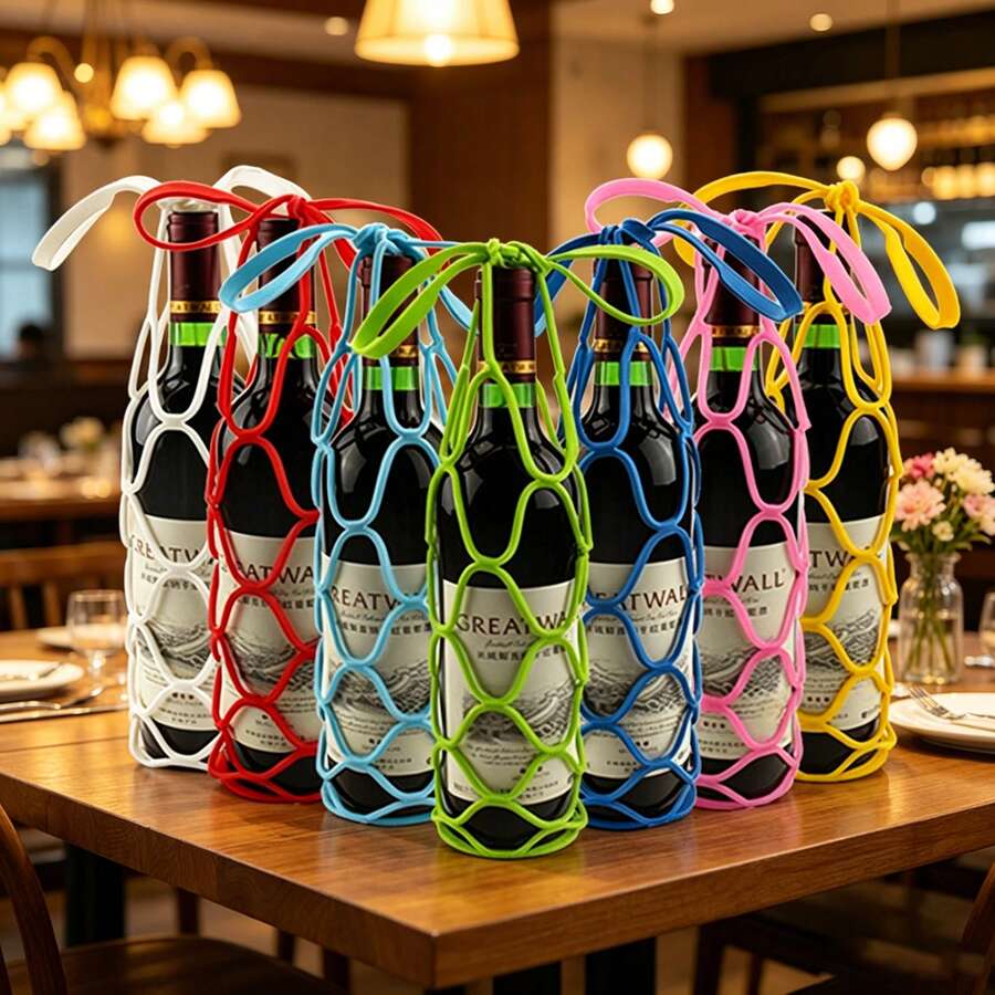 Foldable Beer Bottle Carrier, Beer Bottle Collector With Handle, Silicone Portable Wine Rack With Handle, Suitable For Wine Bottles/Champagne Bottles, Easy To Transport, Space-Saving Wine Glass Storage Rack, Suitable For Kitchen/Bar/Restaurant/Party Accessories - Multicolor - View 1