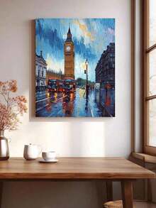 London 40*50cm 個性化 DIY 無框數位油畫套裝，藝術油畫套裝，適用於臥室裝飾與藝術牆面裝飾，簡單有趣的繪畫方式，無需繪畫基礎，實現你的畫家夢想，沉浸在色彩世界中，每一筆都是自我表達，為生活增添浪漫，送給家人與朋友的最佳禮物 - 藍色 - 查看 5