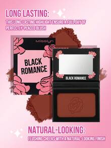 MISSLYN 1pc Black Romantic Blush Powder, Shiny Matte Finish, High Pigment Silky Texture, Lightweight Easy To Blend Natural Glow, Face Makeup Daily/Party/Summer, Y2K/Graduation/Soft Makeup, Blush Powder - #4 - View 6