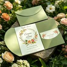20pcs Tri-Fold Pocket Wedding Invitation Covers, Engagement XV Birthday Baptism Minimalist Invitation Envelopes, DIY Invitations, 5*7 Inch Invitation, Pocket Style Invitation, Customized Invitation Best Gift, Wedding Decor, Home Decor - Semicircle - View 6