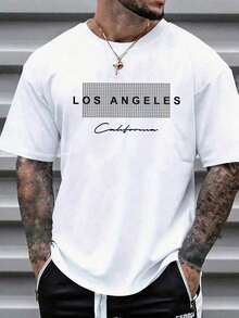 Camiseta de talla para hombre con estampado de letras - Blanco - Ver 1