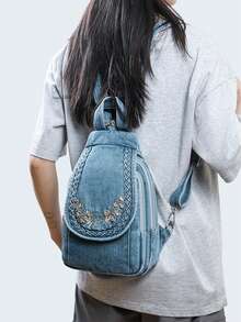 Fashionable Multifunctional Women's Crossbody Bag, Soft Chest Bag, Small Backpack, Summer 2026 - Baby Blue - View 9