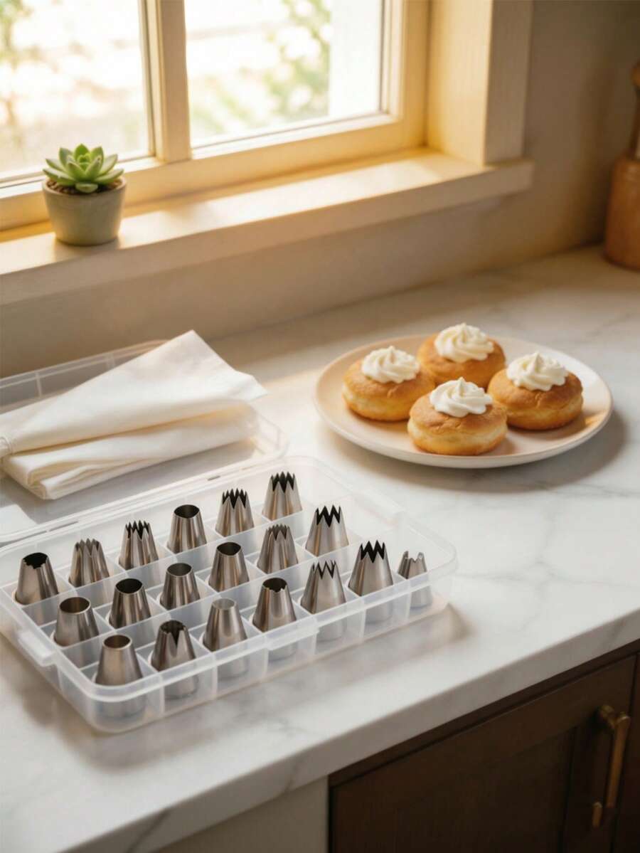 12Pcs Extra Large Stainless Steel Piping Tips Set, Seamless Icing Nozzles For Cupcakes And Cookies With Multiple Shapes To Pipe Buttercream And Baby Puree For Home Baking, Minimalist Metal Practical Gift For Cake Decorating Enthusiasts - View 1