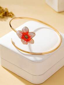 Flower Minimalist Arm Cuff Adjustable Fashionable Armlet - Orange Gradient - View 2