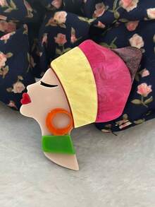 1pc Handmade Patchwork Acrylic Brooch, Fashionable Personalized Dopamine Colorful Women's Brooch, Bag & Clothing Accessory Pin - A - View 8