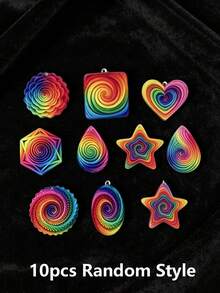 20pcs Acrylic Bohemian Style Colorful Starry Sky Mandala Vortex Flower Pattern Pendants (With Holes), Suitable For Making Jewelry, Necklaces, Earrings, Keychains, Bag Charms, Phone Case DIY Stickers, Party Favors And Holiday Gifts - Multicolor - View 6