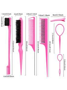Hair Styling Tool Set (Includes Spray Bottle, Rat Tail Comb, Hairline Comb And Sectioning Clips) Lightweight Accessory Set, Suitable For Daily Updos, Buns, Sectioning And Smoothing Hairstyles - Pink - View 9