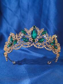 1pc Women's Elegant Baroque Crystal Crown, Bridal Wedding Headpiece, Embellished With Rhinestones - Fashionable Zinc Alloy Headpiece, Suitable For Weddings, Proms And Birthdays - Multicolor - View 9