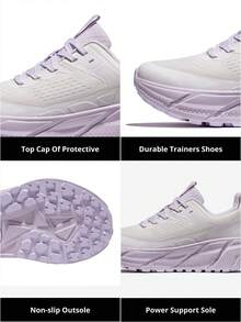 CAMEL CROWN Women's Cushioned Running Shoes, Non-Slip Shock-Absorbing Jogging Casual Sneakers - Snowflake White/Orchid Purple - View 5