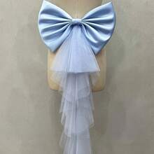 1件白色大蝴蝶結腰帶，70cm*35cm，緞面薄款可拆卸薄紗 白色/粉色/黑色/藍色/紅色/米色，新娘婚紗拖尾配件，優雅浪漫時尚 節日、生日、日常穿搭 - 彩色 - 查看 18