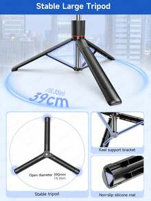TOKQI 3-In-1 Selfie Stick Tripod, 170cm/67" Alloy Tripod With Stabilized Anti-Shake Handle,Telescopic 360° Rotating Phone Stand, Detachable Holder For /Camera/Smartphone, Folding Portable (Handheld/Ground/Tripod) For Vlogging, Travel,Stable Recording - View 11
