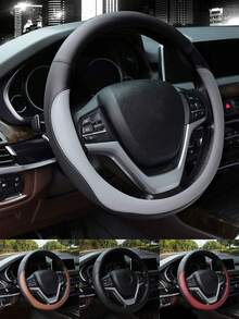 Universal PU Leather Car Steering Wheel Cover, Anti-Slip Breathable Steering Wheel Protector, Fits 37-38cm Steering Wheel - Multicolor - View 2