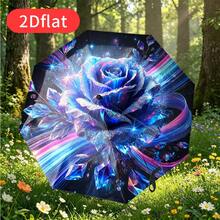 1 pezzo Ombrello pieghevole con rosa blu - Design con cristalli scintillanti e effetto luce abbagliante, adatto come regalo per le vacanze, regalo di compleanno, scelta alla moda per aggiungere un'atmosfera elegante - Multicolore - Visualizzare 2