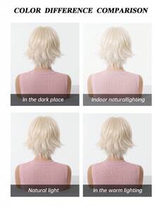 8 Inch Blonde Short Elf Style Synthetic Wig With Bangs, Heat Resistant Fiber Natural Look Women's Wig, Suitable For Daily Wear And Cosplay - Multicolor - View 5