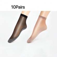 2 Pairs Women's Transparent Mid-Calf Socks, Lightweight Breathable Sheer Stockings, Summer Cooling Socks, Daily Wear Non-Slip Socks - Multicolor - View 12
