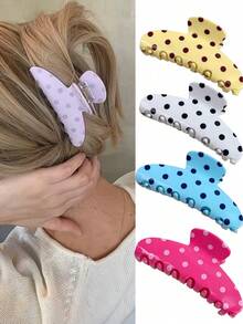 1pc Polka Dot Hair Clip, Acrylic Hair Claw, Vintage Sweet Women's Hair Accessory - Multicolor - View 1