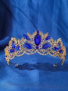 1pc Women's Elegant Baroque Crystal Crown, Bridal Wedding Headpiece, Embellished With Rhinestones - Fashionable Zinc Alloy Headpiece, Suitable For Weddings, Proms And Birthdays - Multicolor - View 5
