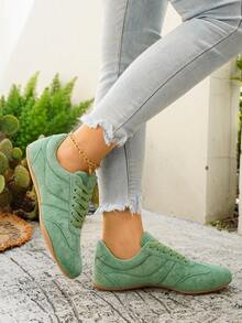 Hidkat Women's Athletic Casual Shoes, Flat, Lightweight, Comfortable, Fitness Walking Shoes, Skateboard Shoes - Dark Green - View 3