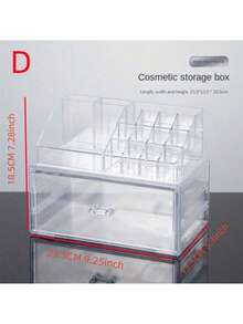 Cosmetic Storage Box Skincare Products Large Transparent Cosmetic Display Box Stackable Storage Box With 3 Drawers, Suitable For Vanity, 2pcs/Set - Multicolor - View 10