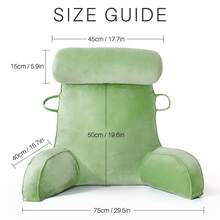 Adult Reading Pillow With Arms, Back Support Cushion For Bed, Detachable Washable Cover With Pocket, Ideal For Reading & Relaxing - Green - View 5