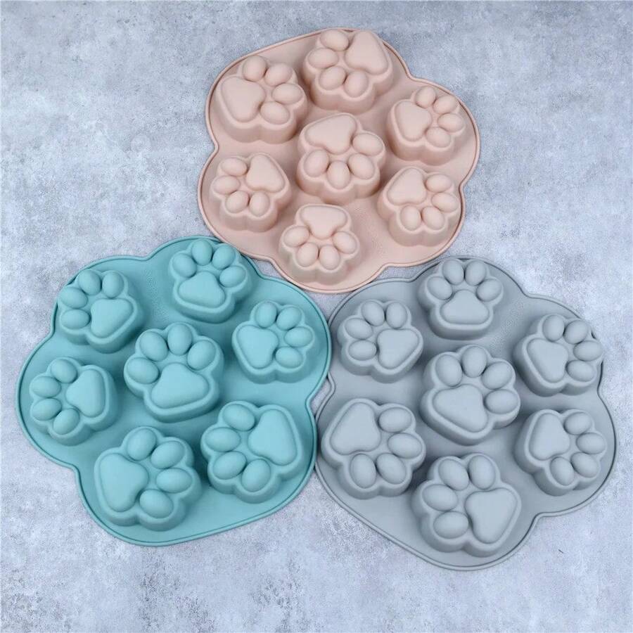 Molde de pata de impresión de silimolde de pata de gato de perro molde de pata de Animal para Candy Fondant Chocolate gelpudding jabón Ice Cube Tray perro gato trata - Color aleatorio - Ver 1