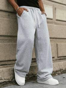 Men's Casual Sports Sweatpants, Drawstring Waist, Straight Leg Pants, Suitable For Indoor And Outdoor, Casual, Sports, Running, Can Be Gift For Couples, Available In Multiple Colors - Grey - View 5