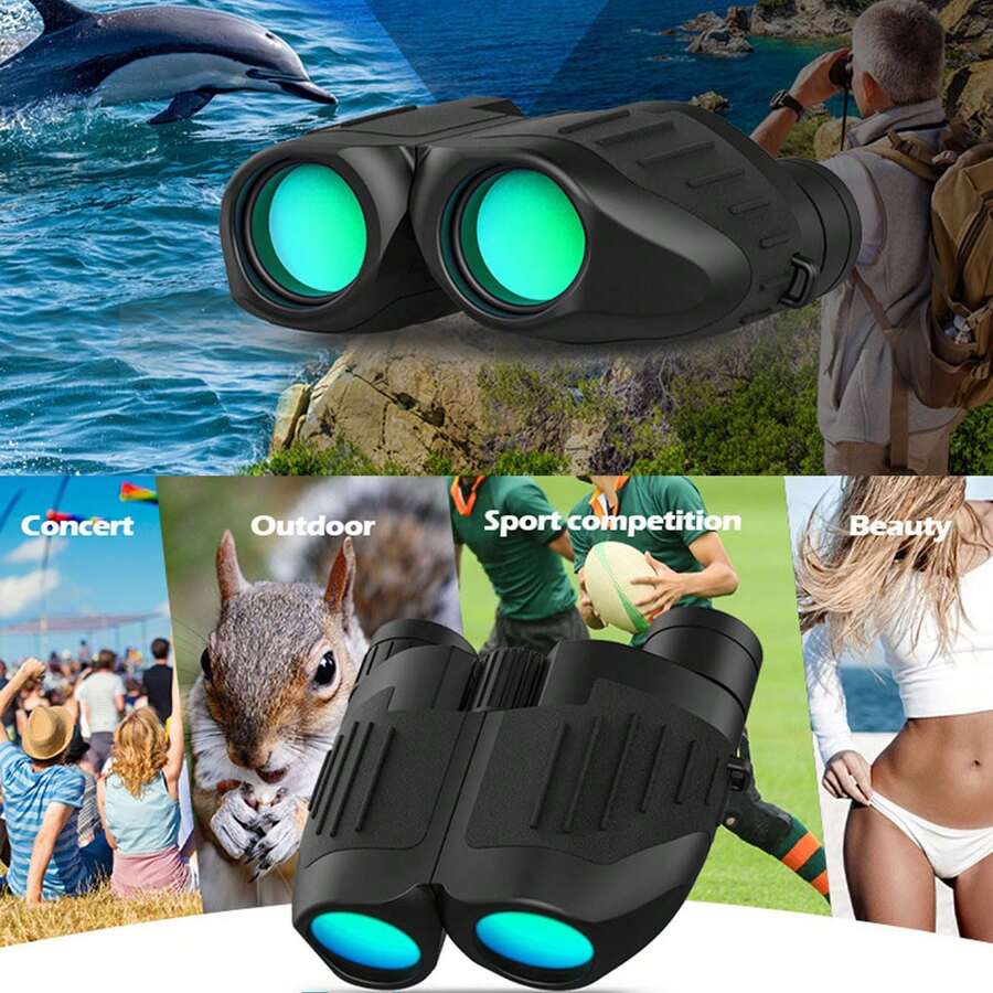 1pc Portable 12x25 HD High Power Illuminated Large View Binoculars For Hunting Outdoor Hiking Walking Camping Bird Watching Concert Sports Competition - Black - 1 Piece - View 1