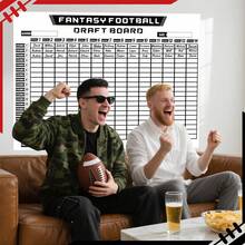 Papan Draft Fantasy Football 2026-2027 Ukuran 45,3 x 33,5 Inci, 14 Tim, 20 Putaran, dengan Jadwal, Bagan Tulisan Tangan, dan Permainan Fantasy Football DIY. - Hitam dan Putih - View 5