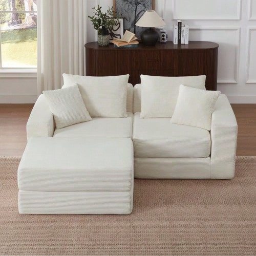 Loveeat Cloud Sofa Modular Seating Set, Frameless Sofa With Non-Slip Base, Comfortable Sofa Bed For Personalized Living Spaces, Modern Modular Sofa - White - View 1
