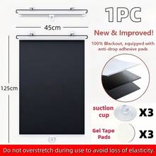 1/2/4pcs Portable Blackout Roller Blinds With Suction Cups, Sun Protection, Heat Insulation, Privacy Window Shades, No Installation Required, For Home/Bedroom/Office/Bathroom/Storage Room, Car Sunshade, Suitable For Families And Travelers - Full Shading - View 23