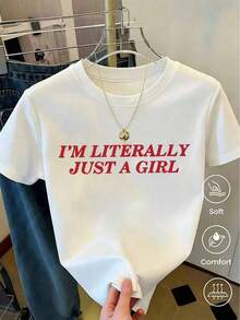 YOCASA Women's Summer T-Shirt With Round Neck And Short Sleeves, Oil Painting Print With Floral Heart And Letter Design, Casual, Simple And Sporty Style For Everyday Wear - YH267-白色 - 查看 2
