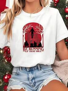 Camiseta de manga corta para mujer de la serie clásica, cuello redondo, color liso, 100 % algodón - ¡Novedad de moda! - Blanco - Ver 1