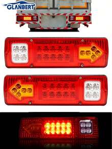 GLANBERT 2 buah Lampu Belakang LED Trailer 12/24V, Lampu Rem, Lampu Sorot, Lampu Sein, Tersedia 3 Warna (Kuning/Putih/Merah), Lensa Matriks Kecerahan Tinggi, Cocok Untuk Trailer, Truk, RV, Kendaraan Off-Road, Becak, Traktor, dll. Baterai Tidak Termasuk - MultiWarna - View 4